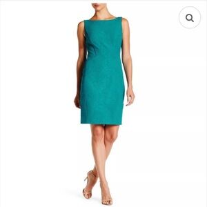 Lafayette 148 New York Teal Dragonfly Deana Sheath Mini Dress